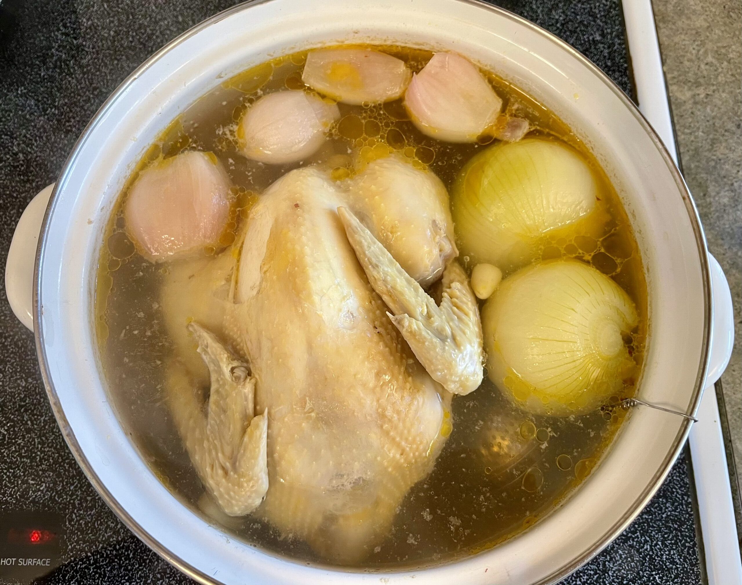 Easy chicken broth recipe that can serve as the base for a variety of dishes.